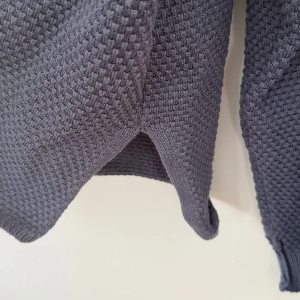 Sincerely Jules Slate Blue Waffle Knit 3/4 button Sweater size large